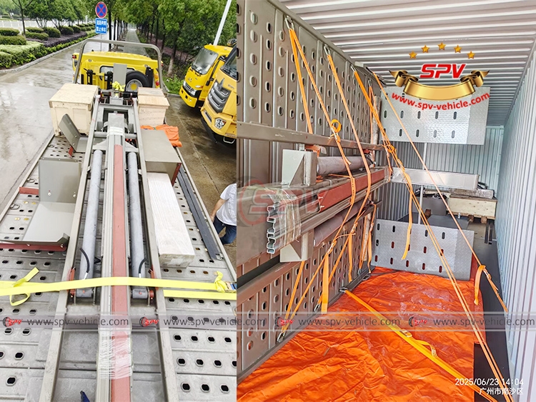Road Wrecker Body ans Parts Loaded into Container